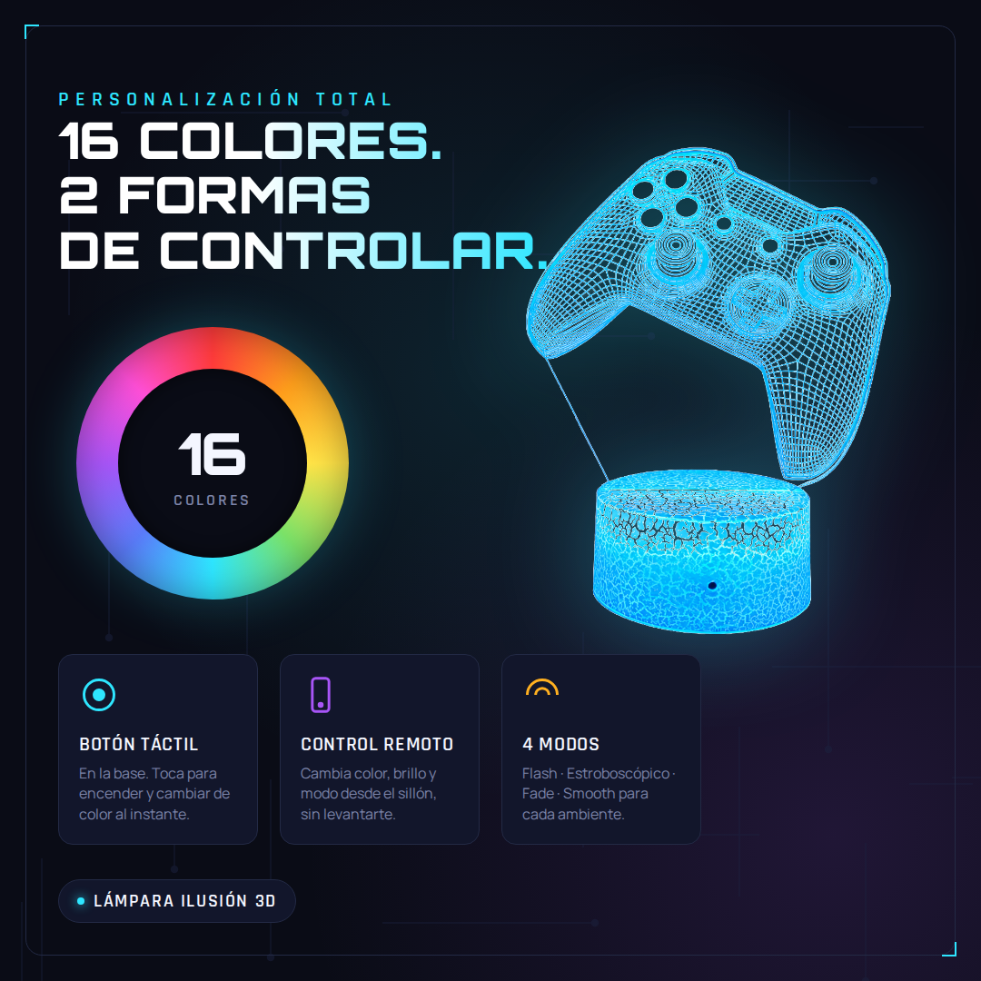 Lámpara LED Gamer 16 Colores